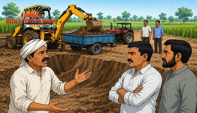 किसान के खेत से जबरन कराया गया अवैध खनन, जमीन हुई बर्बाद
